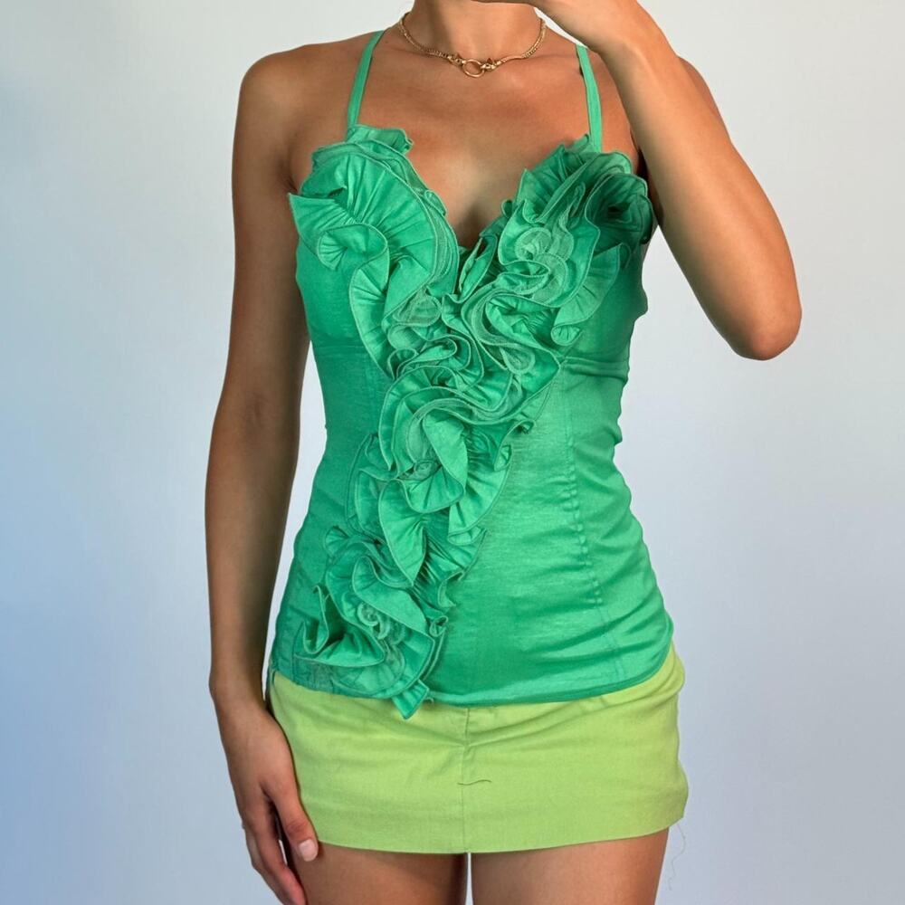 Green Ruffled Top